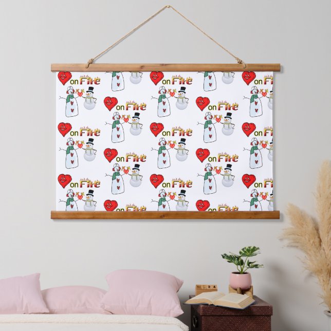 Tapestry-Hörnchen auf Feuerschneemann aus Holz Wandteppich Mit Holzrahmen (Schlafzimmer)
