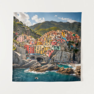 Tapestry Manarola Cinque Terre Italien Küstenmeer Wandteppich