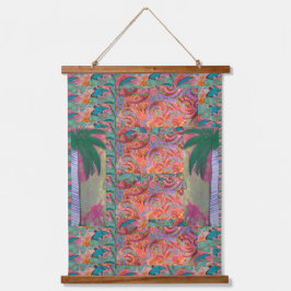 Tapestry - Palm Tree Abstract Wandteppich Mit Holzrahmen