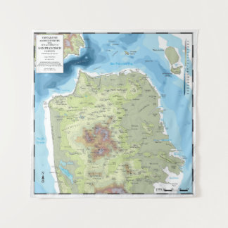 Tapestry - SF Topographische und Bathymetrische Ka Wandteppich