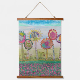 Tapestry - Whimsical Flowers Wandteppich Mit Holzrahmen