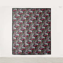 Tapestry White and Red Rosas Wandteppich