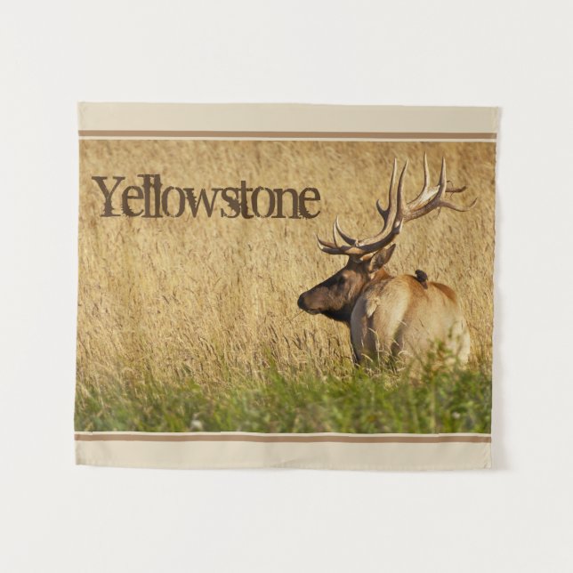Tapestry-Yellowstone-Elch Wandteppich (Vorderseite (Horizontal))
