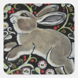 Tapestylestyle Gray Rabbit Weihnachtsgeschenk Wrap Quadratischer Aufkleber