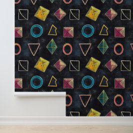 Tapete aus schwarzem Kalkbrett mit geometrischen F