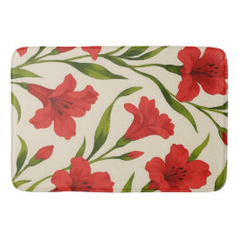 Tapete de Banheiro florais vermelha  Badematte