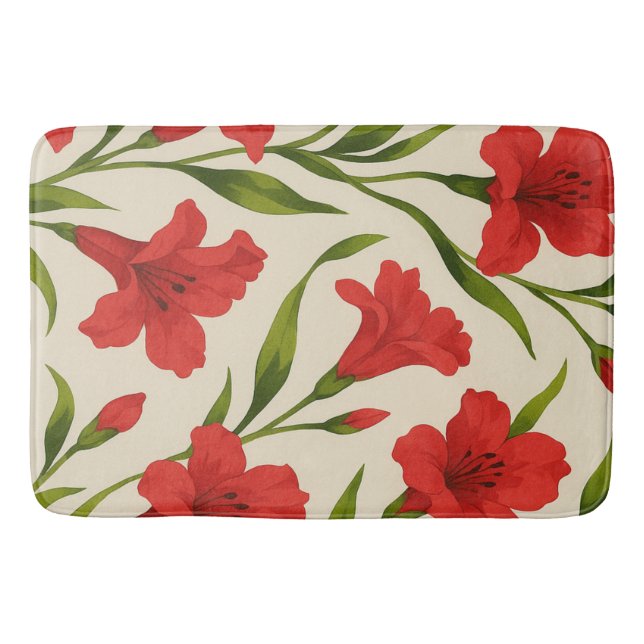Tapete de Banheiro florais vermelha  Badematte (Vorderseite)