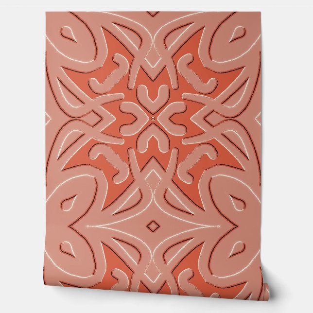 Tapete, Ein einzigartiges rotes Prägedesign Tapete (Abrollen)