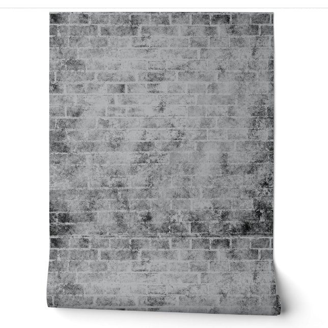 Tapete Graue verwitterte Backsteinwand Modern (Abrollen)