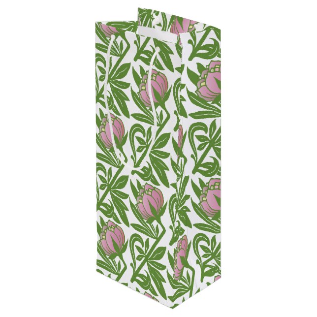 Tapete im Jugendstil Geschenktüte Für Weinflaschen (Rückseite Schrägansicht)
