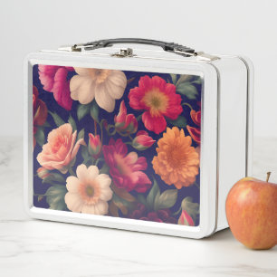 Tapete mit Blumenmuster Metall Brotdose