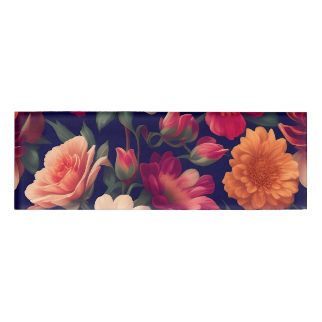 Tapete mit Blumenmuster Namenschild (Vorderseite)