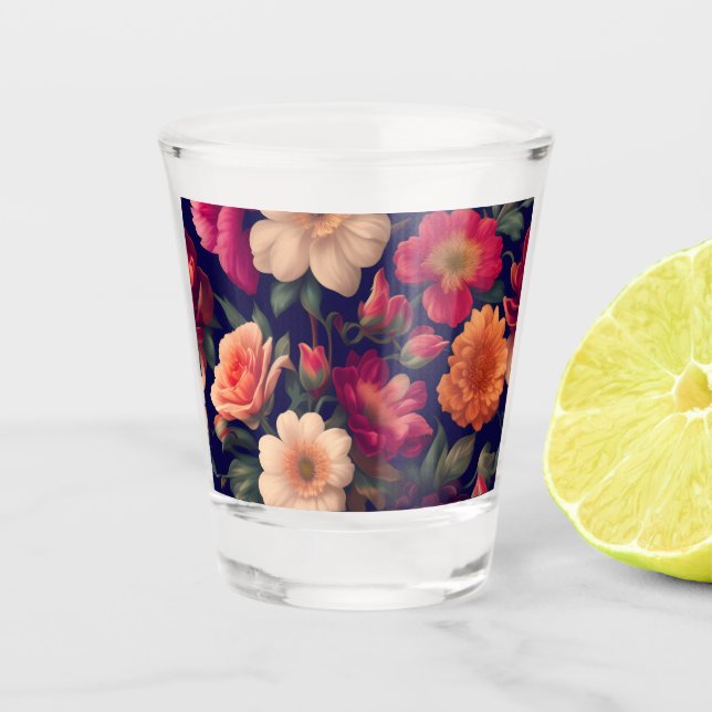 Tapete mit Blumenmuster Schnapsglas (Vorderseite)