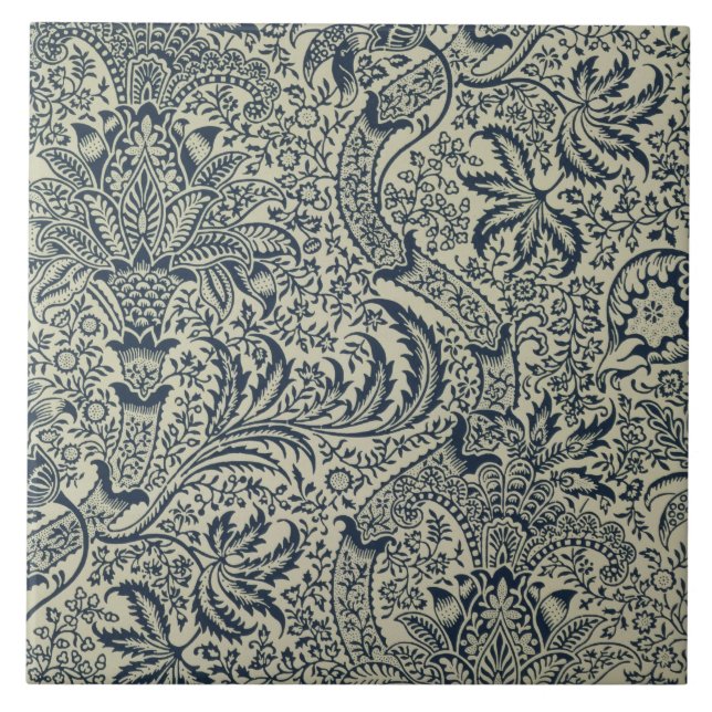 Tapete mit Marineblau-Meerespflanzeartentwurf Fliese (Vorderseite)