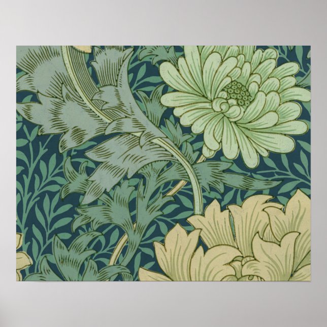 Tapetenmusterprobe mit Chrysantheme Poster (Vorne)