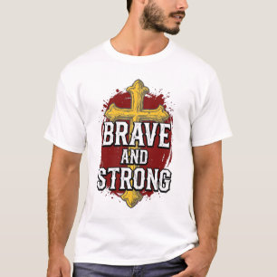 Tapfer und Stark Vintage Kreuz Shirt Design_1