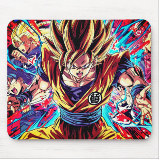 Tapferer Anime-Held-Junge auf Computer-Laptop Mousepad