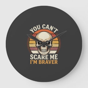 Tapferer Halloween-Totenkopf Retro-Horror-Design_1 Große Wanduhr