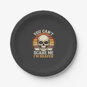 Tapferer Halloween-Totenkopf Retro-Horror-Design_1 Pappteller