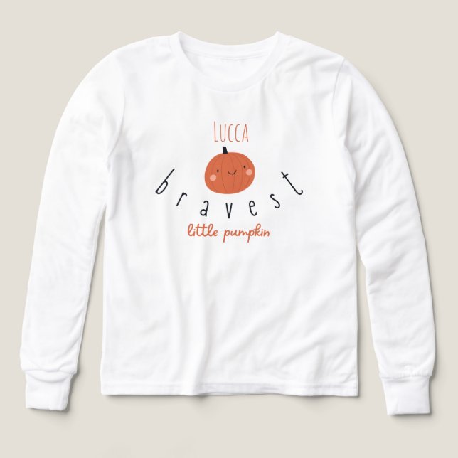 tapferer kleiner Kürbis Custom Kids Long Sleeve (Design Vorderseite)