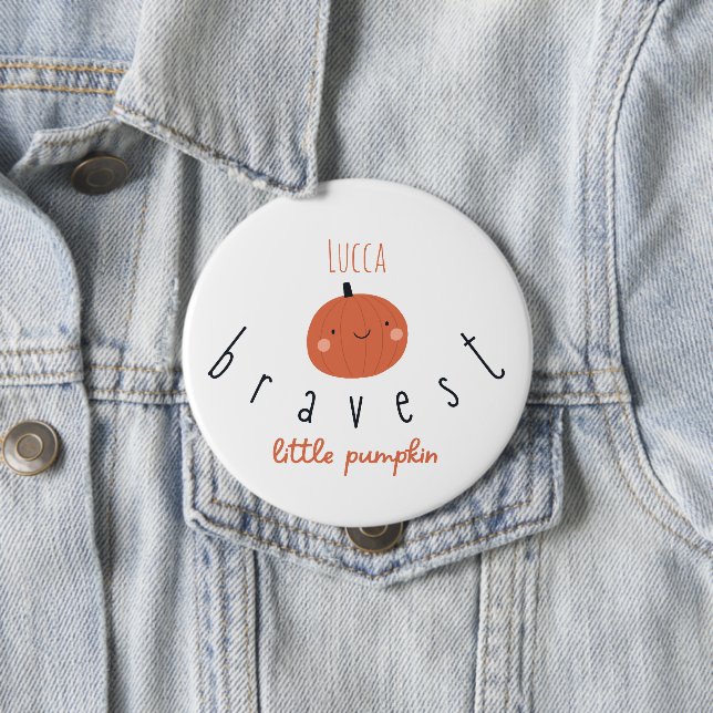 tapferer kleiner Kürbisknopf Individuelle Name Button (Beispiel)