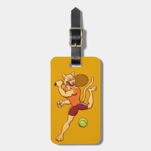 Tapferer Puma, der einen Tennisball zertrümmert Gepäckanhänger