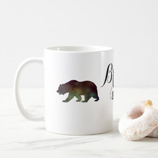 Tapferkeit als Bärenfarben-Typografie Kaffeetasse (Mit Donut)