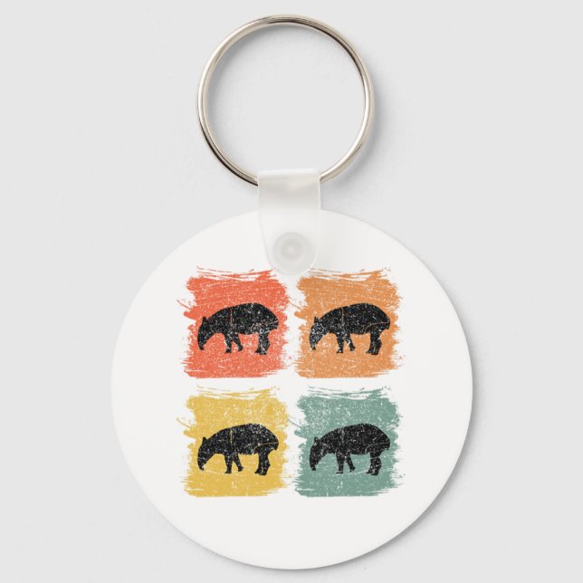 Tapir Animal Retro Pop Kunstgeschenk Schlüsselanhänger (Vorderseite)