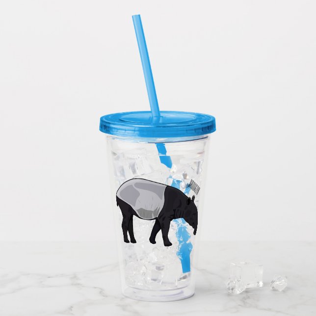 Tapir-Cartoon-Abbildung Acryltrinkbecher (Vorderseite Ice)