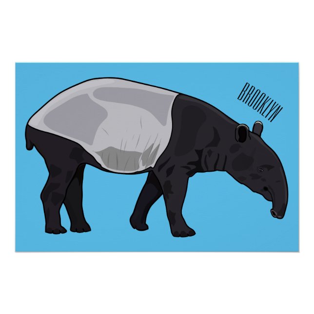 Tapir-Cartoon-Abbildung Poster (Vorderseite)