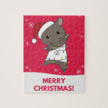 Tapir Christmas Tapire Winter Animals Jigsaw Puzzl<br><div class="desc">The tapir for Christmas with fairy lights. Funny animals with ohrts and snow for the holidays. Also funny for Christmas in July. Tapire Cute animals and perfect for Christmas.</div>