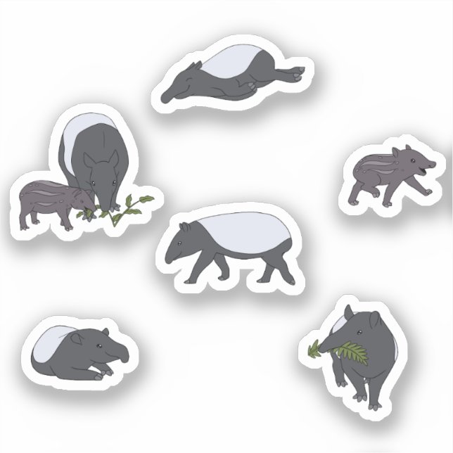 Tapir Family Dinner in Green Aufkleber (Vorderseite)