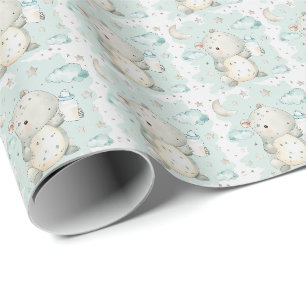 Tapir Süßes Baby Pastell Aquarell Muster Geschenkpapier