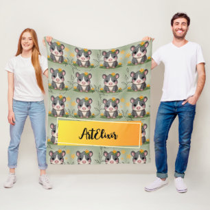 Tapir Yellow Floral Print Fleecedecke