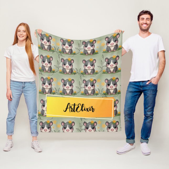 Tapir Yellow Floral Print Fleecedecke (Beispiel)