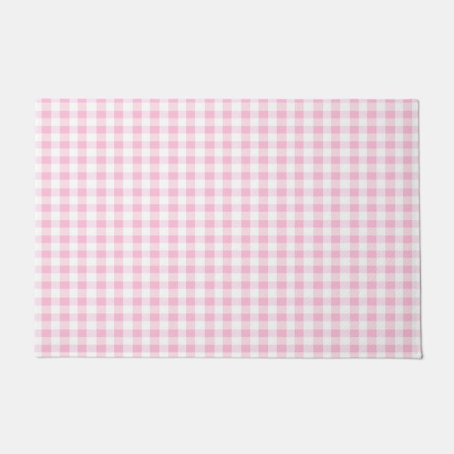 Tapis à motif Gingham rose et blanc élégant (Devant)