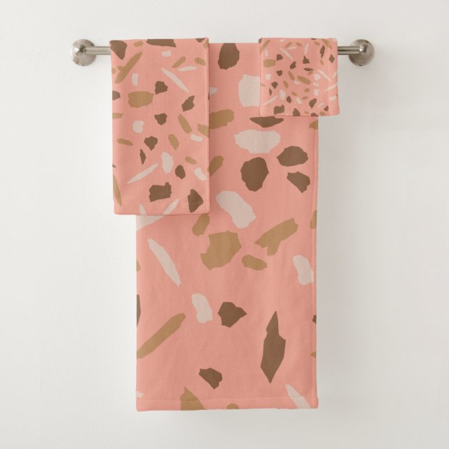 Tapis Beige Tan Brown Terrazzo Marbre Motif (En situation)