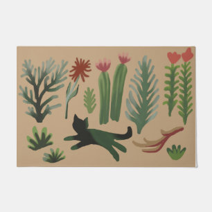 Tapis Chat tendance, Kitty avec natte Plante