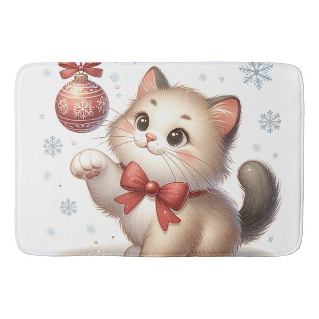 TAPIS DE BAIN クリスマスと猫 (Devant)