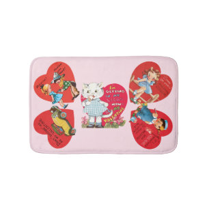 Tapis De Bain 5 Cute Vintage Saint Valentin Coeurs d'Amour Rétro