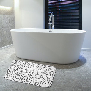 Tapis De Bain 90's Noir & Blanc Retro Shapes Motif