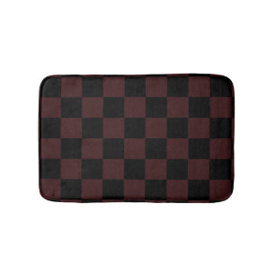 Tapis de bain à carreaux noirs et marron