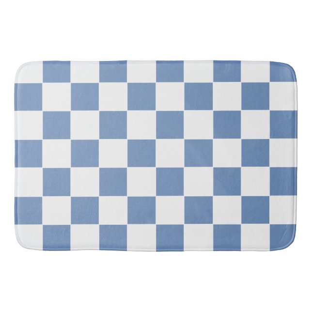 Tapis De Bain à damiers bleu/gris et blanc (Devant)