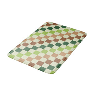 Tapis de bain à motif damier vert acide et noir
