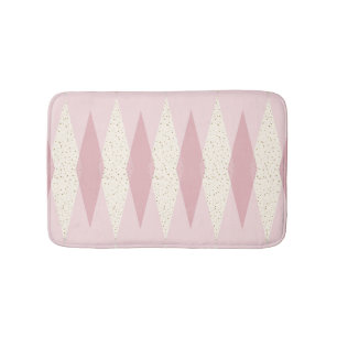 Tapis de bain à motifs de losanges rose moderne d