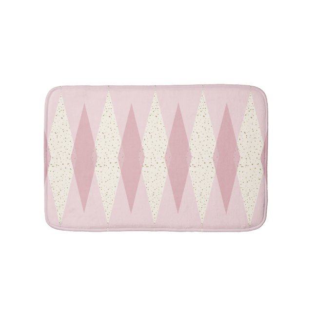 Tapis de bain à motifs de losanges rose moderne de (Devant)