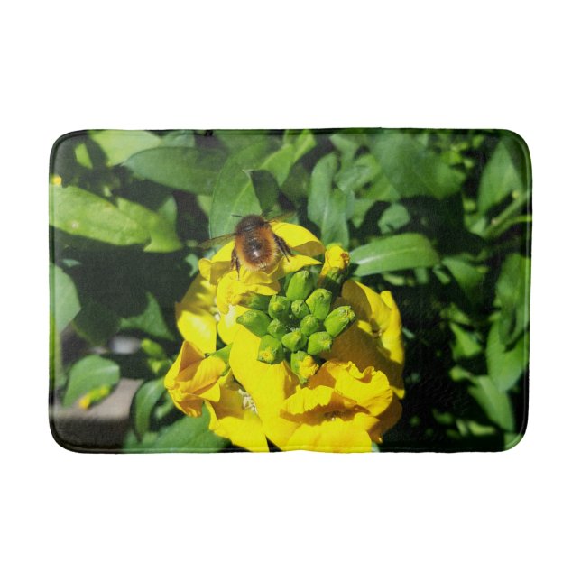 Tapis De Bain Abeille sur Fleurs Jaunes (Devant)
