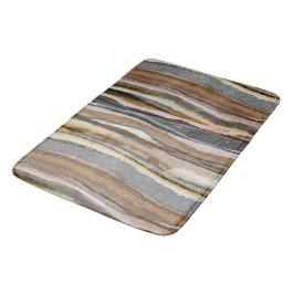 Tapis De Bain Abstract Agate Stripes Neutral Earth Tones