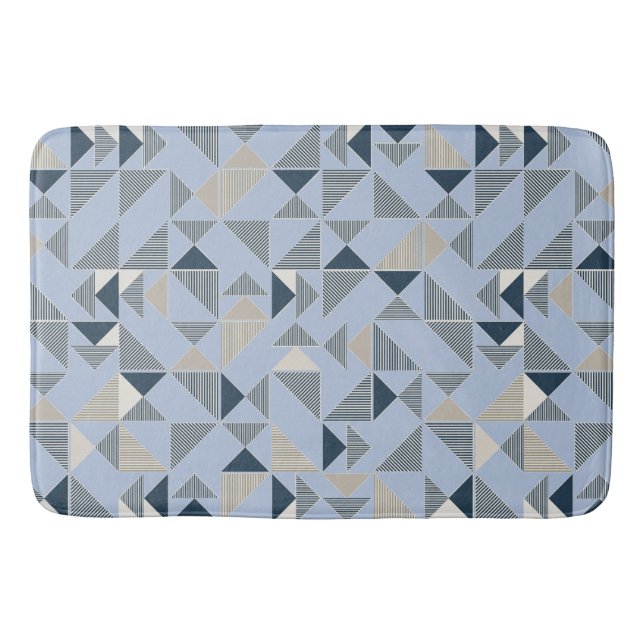 Tapis De Bain Abstract Blue Grey Geometric Pattern (Devant)