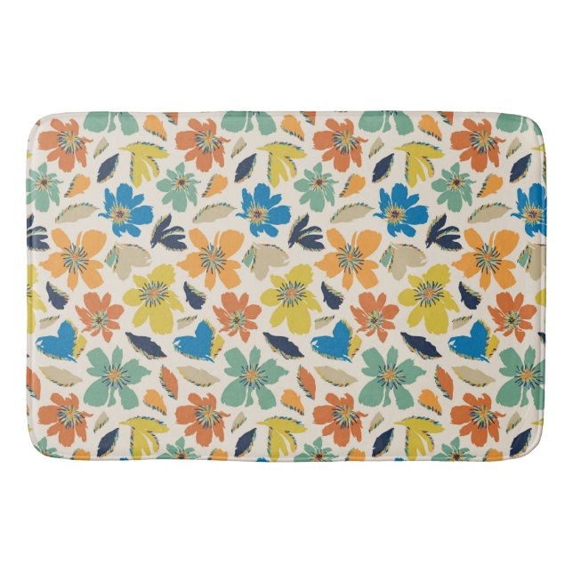 Tapis De Bain Abstract Hand-Drawn Boho Floral Pattern (Devant)